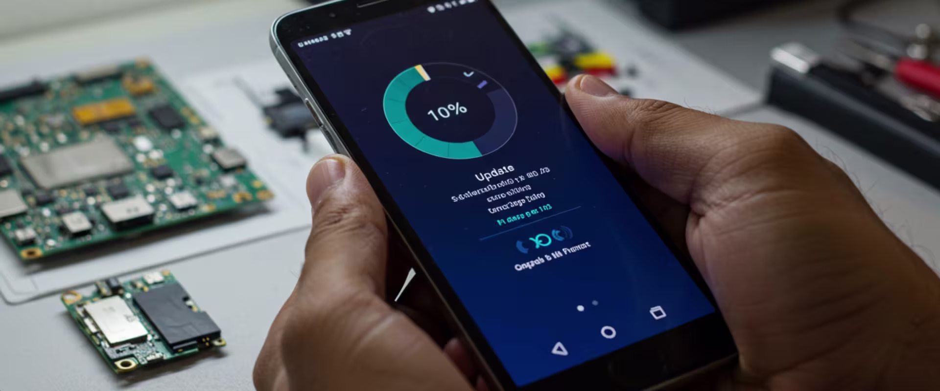 Exemplo de atualização de software de celular realizada na VK Phone