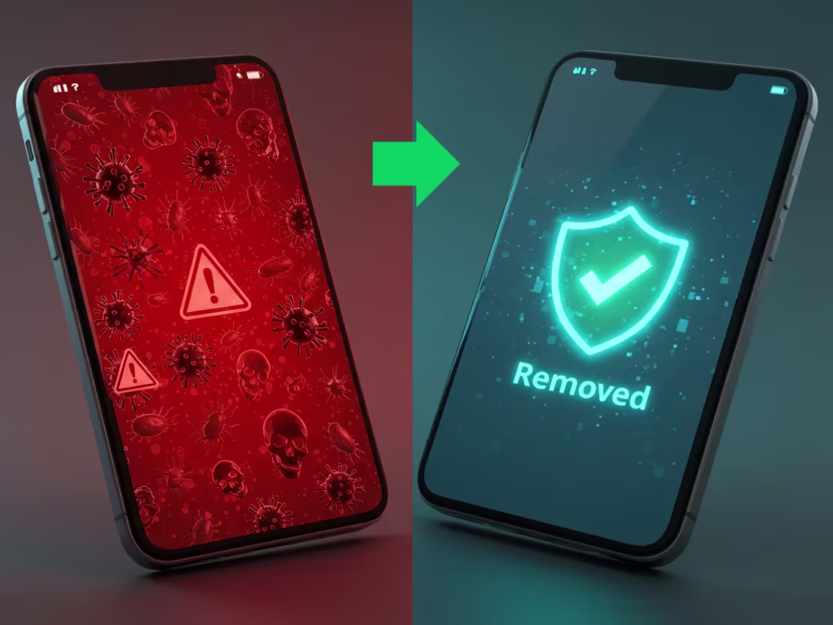Exemplo de remoção de vírus de celular realizada na VK Phone