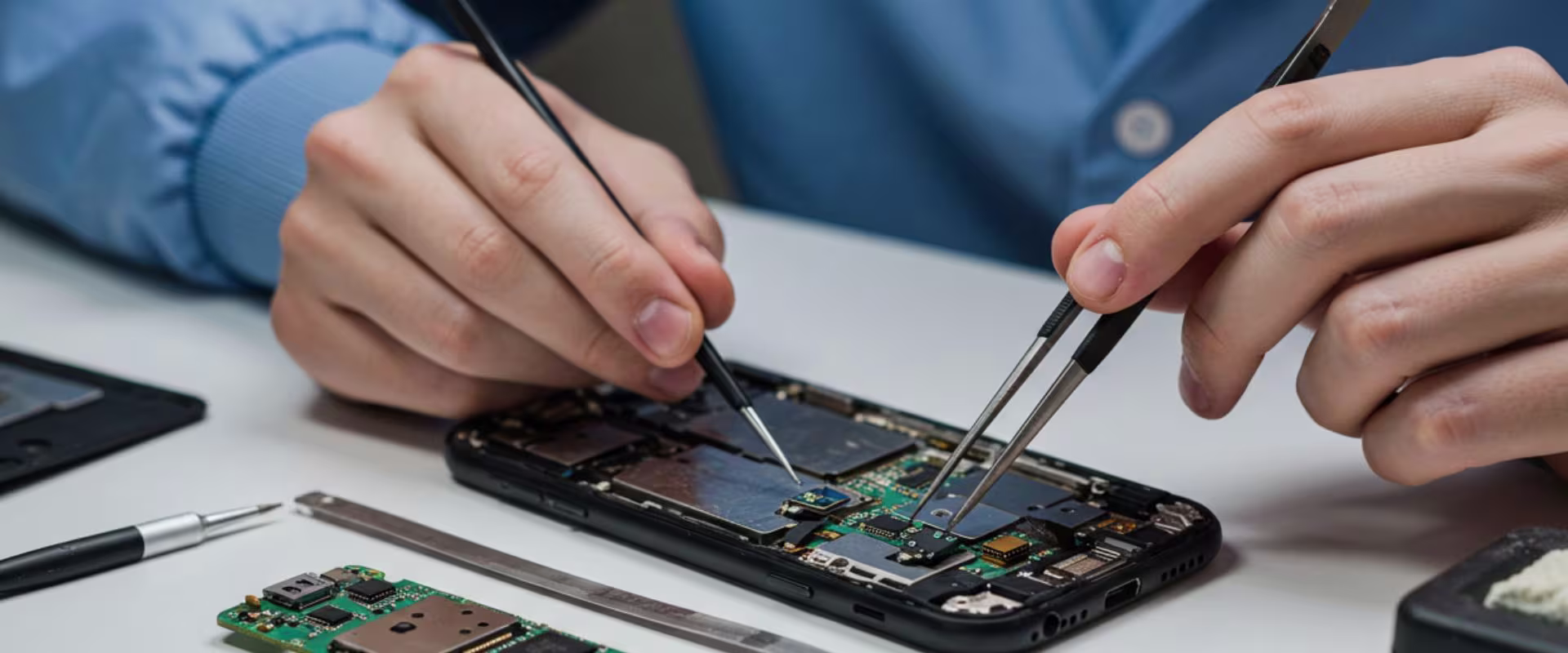 Exemplo de reparo de celular com danos por água na VK Phone