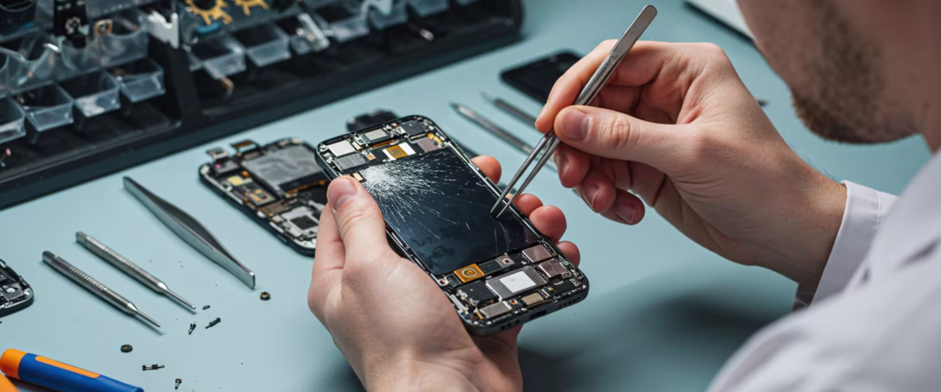 Exemplo de troca de tela de celular realizada na VK Phone